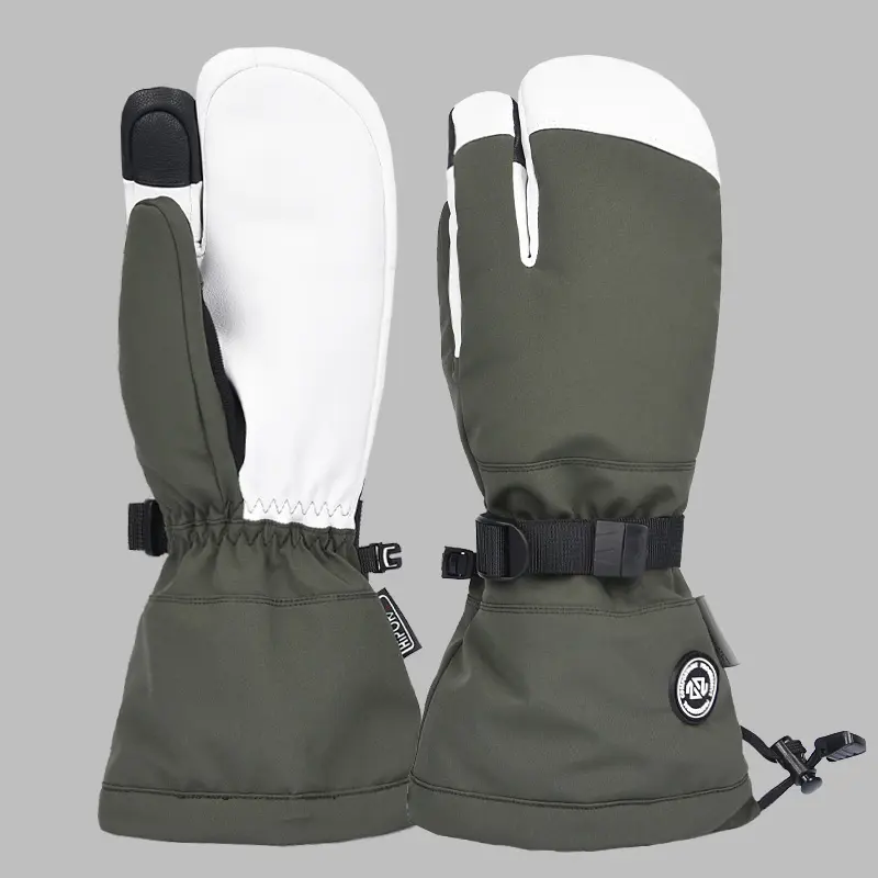 Echte Leder Ski handschuhe Wasserdichte Schnee handschuh Leder Schneemobil handschuhe Handschuhe mit langer Manschette