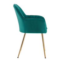 Meubles de salle à manger modernes rembourrés chaise de salon en velours vert foncé émeraude avec pied en métal doré