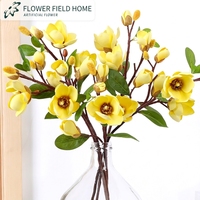 Branches de fleurs de magnolia artificielles au toucher réel en mousse EVA, fleurs en soie, décoration nordique pour la maison, mariage, photographie