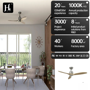 Ventilateur de plafond décoratif avec télécommande, 52 pouces, 3 pales en fer ABS, finition bois, LED 3 couleurs, avec lumière intégrée pour la maison - Product Image 5