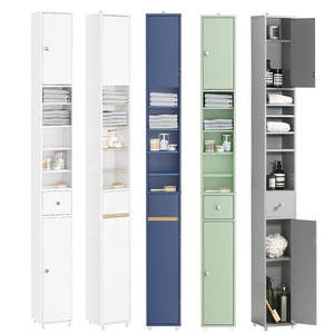 Mueble <span class=keywords><strong>de</strong></span> Baño <span class=keywords><strong>de</strong></span> Madera, Independiente, Alto y Estrecho, Ahorra Espacio, con Estante Ajustable - Product Image 1