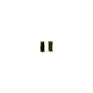 Fashion <b>Stud</b> <b>Earrings</b> 316L Stainless Steel PVD Gold Plating <b>Black</b> Stone Inlaid Elegant Design For Women - Product Image 1