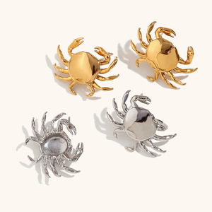 Wholesale Waterproof Hypoallergenic Stainless Steel <strong>Jewelry</strong> Cute Gold Plated Small <strong>Crab</strong> Stud Earrings for Women - Product Image 2