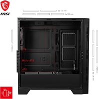 Boîtier PC de jeu MAG Forge 321R Airflow Premium Full Tower avec panneau latéral en acrylique, ventilateurs ARGB préinstallés, 120 mm, 360 mm, liquide
