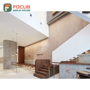 Comptoir de service de café grand format avec étagère vitrée, zone pour couvercles de tasses et condiments, comptoir de café commercial - Product Image 2