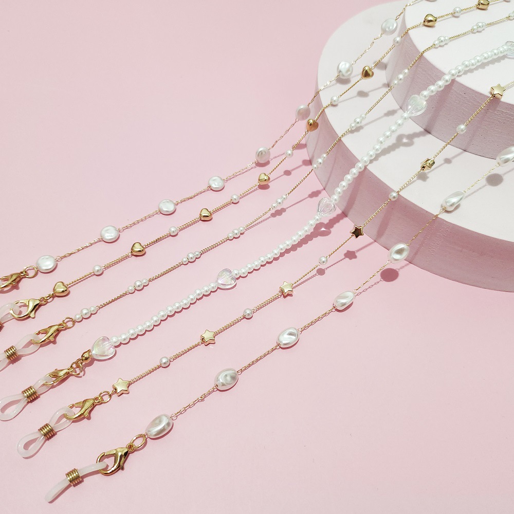 Модный ремешок для наушников, ремешок для наушников с бусинами и жемчугом для женщин с зажимами, ювелирные аксессуары, цепочка для очков