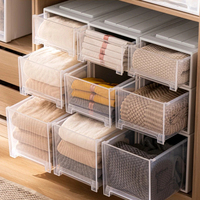 Boîte de rangement pour sous-vêtements, casier à vêtements épais et de grande capacité, boîte de rangement à tiroir transparent, plastique ménager