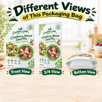 Aangepaste Bedrukte Salade Topping Verpakking Ziplock Plastic Stand-Up Zakje Voor Veenbessen En Amandelen Zaden Mix Salade Topper