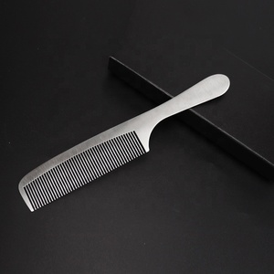 Peigne en métal pour Salon de coiffure, gravure Laser, LOGO, peigne en acier inoxydable, peignes à cheveux argentés pour femmes - Product Image 2