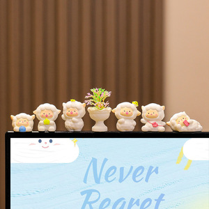 แกะน้อยน่ารักรูปปั้นเรซิ่นรูปสัตว์ตกแต่งบ้านสำหรับตกแต่งเดสก์ท็อปงานศิลปะหัตถกรรมของขวัญ - Product Image 3