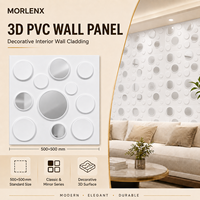 Panel de Pared de PVC 3D con Espejo Redondo Blanco MORLENX, Revestimiento Decorativo Geométrico Minimalista para Interiores de Salones de Belleza