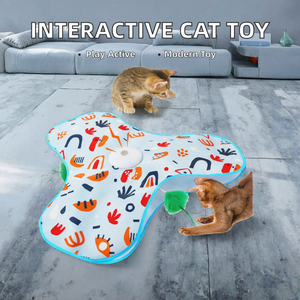 Jouet interactif pour chat au design moderne, baguette mobile cachée avec plumes en polyester, pour l'exercice des chatons d'intérieur - Product Image 2