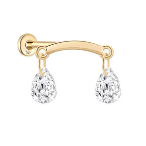 Lotus Wholesale - Pendientes de Oro Real Sólido de 14K y 18K con Barra Curva, Diamantes CZ y Moissanita, con Rosca Interna, Joyería Fina - Product Image 4