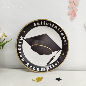 Platos, Servilletas y Vasos Desechables para Fiesta de Graduación DAMAI, Juego de Vajilla con Diseño de Gorro Negro, Artículos para Fiesta Temática de Felicitación - Product Image 3