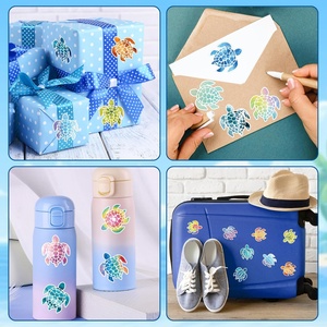 Pegatina de tortuga marina de primavera personalizada, calcomanías motivacionales de tortuga coloridas bonitas, regalos para niños, botella de agua de fiesta de recompensa para profesores - Product Image 4