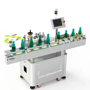 Automatic plastic glass round bottle labeling machine with adhesive sticker wrap around