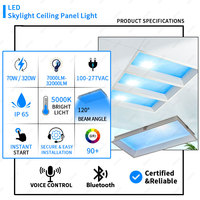 Lámpara de techo de luz azul Natural con Control Wifi Artificial inteligente, decoración interior regulable, 150W, 100 ml/w, tragaluz LED