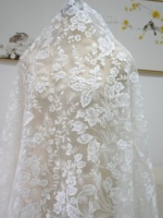 Kit DIY en tissu maille floral brodé ivoire style pastoral campagnard pour robes de mariée et cheongsams, tissu en dentelle