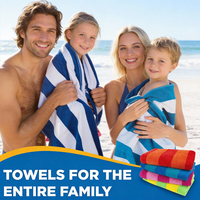 Serviette de plage rayée personnalisée en coton 100% de haute qualité, sans sable, séchage rapide, pour bain et voyage, vente en gros