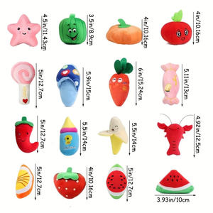 Lot de 15 jouets couineurs pour chiens – Ensemble économique de jouets à mâcher en peluche douce pour chiots, formes variées de fruits et d'animaux pour chiens de petite et moyenne taille - Product Image 3