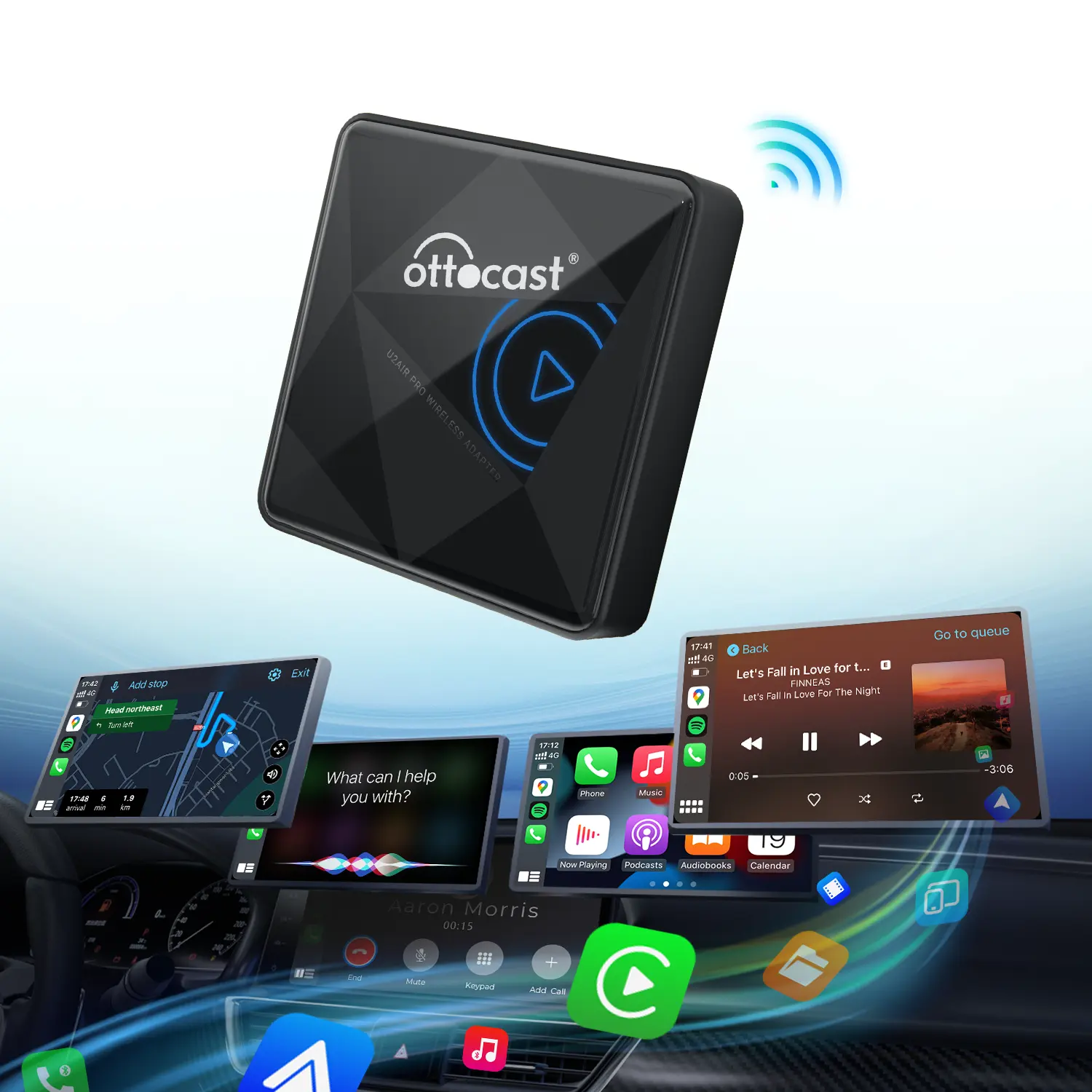 Ottocast U2AIR PRO Carplay有線ワイヤレスCarplayドングルアダプターBluetoothWifiカープレイAiボックスステレオ