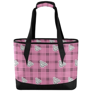 Aloha Cooler Tote Pink Palaka Picnic Beach Custom Logo Leakproof Insulated Bag Insulated Thermal Grocery Shopping Cooler Bag - Product Image 1