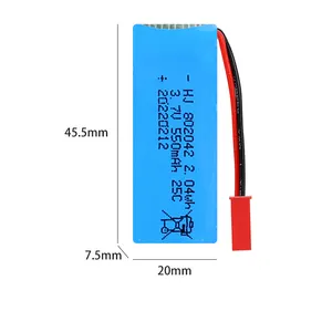Factory 3.7v 550mah lipo batteries 25c 802042 rc quadcopter die cast model toy flying plane drone battery for sale