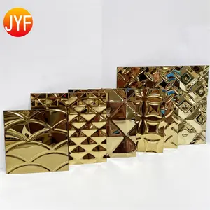 CL165 Cheap Home Decoration Rose Gold Embossed Polished Stainless Steel Sheet Gold Pvd Color Embossed Decorative Panel