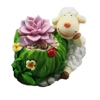 home decor planter resin succulent plant pot custom white sheep shaped flower pot