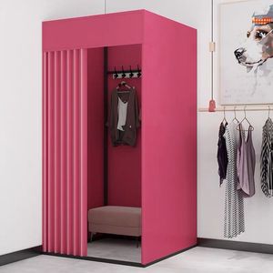 Detachable and Removable Simple Portable Folding Square Black, Gold <b>Frame</b> Clothes Shop Fitting Room and Dressing Room - Product Image 5