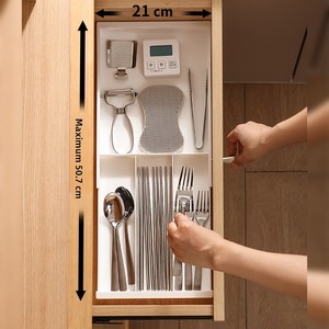 Expandable Medium Plastic Drawer <b>Storage</b> <b>Box</b> with Divider Organizer for Home <b>Kitchen</b> Tableware and Cosmetics - Product Image 4