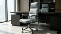 Chaise de bureau de luxe au design ergonomique moderne, en cuir, dossier haut inclinable, base chromée, siège confortable, pour la maison, le bureau et l'hôtel