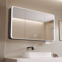 Espejo Inteligente con Pantalla Táctil LED, Antivaho, Regulable, con Gabinete de Almacenamiento para Salón, Hotel, Dormitorio, Villa