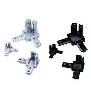 Toptan siyah anodize alüminyum 3-Way gizli köşeli mesnet inşaat köşe parantez ekstrüzyon çerçeve bağlayıcı - Product Image 3