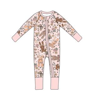Abbigliamento per bambini con stampa di alta qualità in fibra di bambù comode tute con cerniera per neonati YKK per bambini - Product Image 3