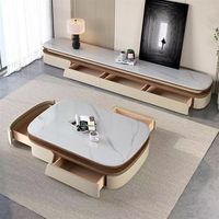 Table basse et meuble TV combinés en pierre microcristalline de luxe pour salon, usage domestique