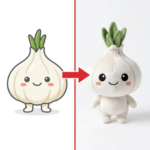 Figurine en peluche d'<span class=keywords><strong>ail</strong></span> personnalisée, entièrement conçue selon votre idée originale, avec corps en tissu pelucheux et détails du visage brodés - Product Image 1