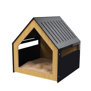 [Elosung] 制造商设计木制宠物洞穴屋室内猫狗屋宠物棉垫床便宜安全木狗屋