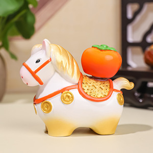 Eco-Friendly Resin Cute <strong>Horse</strong> Statue Lucky Charm Persimmon Mascot Year of <strong>Horse</strong> Collectible Figurine Promotional Gift - Product Image 2