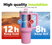Venta al por mayor de set de regalo de vaso térmico de acero inoxidable 304 de doble pared de 40 oz para exteriores con asa y pajita