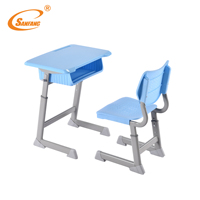 Ensemble Chaise et Bureau Scolaire Ergonomique en Métal à Hauteur Réglable, Dossier Creux Respirant, Grand Tiroir de Rangement, Écologique et Durable