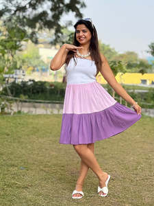 Women's Solid Cotton A-Line Knee-Length Autumn Dress Festive Fancy Casual Trending Stylish <b>Long</b> One Piece Western - Product Image 5