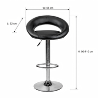 Tabourets de bar pivotants noirs confortables, hauteur réglable, chaise de comptoir avec repose-pieds chromé pour cuisine, bar, pub, club, réception