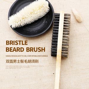 Factory Price Soft Boar Bristles Wooden <b>Beard</b> Brush Double-Sided Nylon Shaving Brush for Men <b>Beard</b> <b>Care</b> Face - Product Image 5