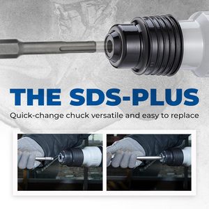 इलेक्ट्रिक 1-1/8 "sd-प्लस विध्वंस हथौड़ा रोटरी ड्रिल कंक्रीट औद्योगिक/दीदी 1300 BPM 220v 3 ड्रिल बिट्स - Product Image 4