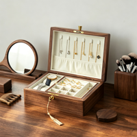 Boîtes de rangement pour bijoux en bois simples, personnalisables, avec fermeture magnétique et fermoir à pompon, version large rectangulaire, fabriquées en Chine