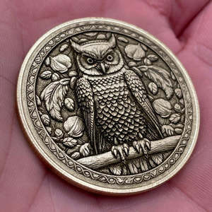 Vendita di oggetti in metallo vendita alla rinfusa gettone moneta modello animale monete in metallo Souvenir rotondo in ottone gufo 3d sfida moneta Design - Product Image 5