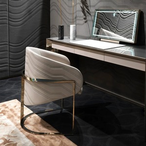 <span class=keywords><strong>Chaise</strong></span> de salle à manger moderne et élégante en cuir <span class=keywords><strong>microfibre</strong></span> <span class=keywords><strong>beige</strong></span> avec base en acier inoxydable - Product Image 3