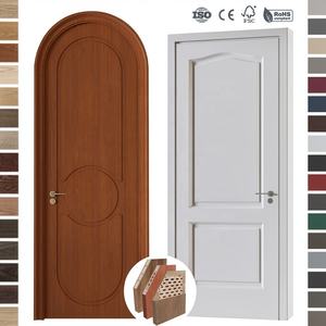 Puertas Francesas Curvas de Nogal Estándar Americano, de 2 Paneles con Arco Superior, Precolgadas, Núcleo Sólido, Modernas, para Interiores de Apartamentos - Product Image 5