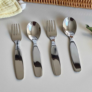 Cuillère et fourchette en acier inoxydable pour enfants, couverts pour bébé, cuillère à manger et à boire, fourchette à fruits, petite cuillère, cuillère à dessert - Product Image 3
